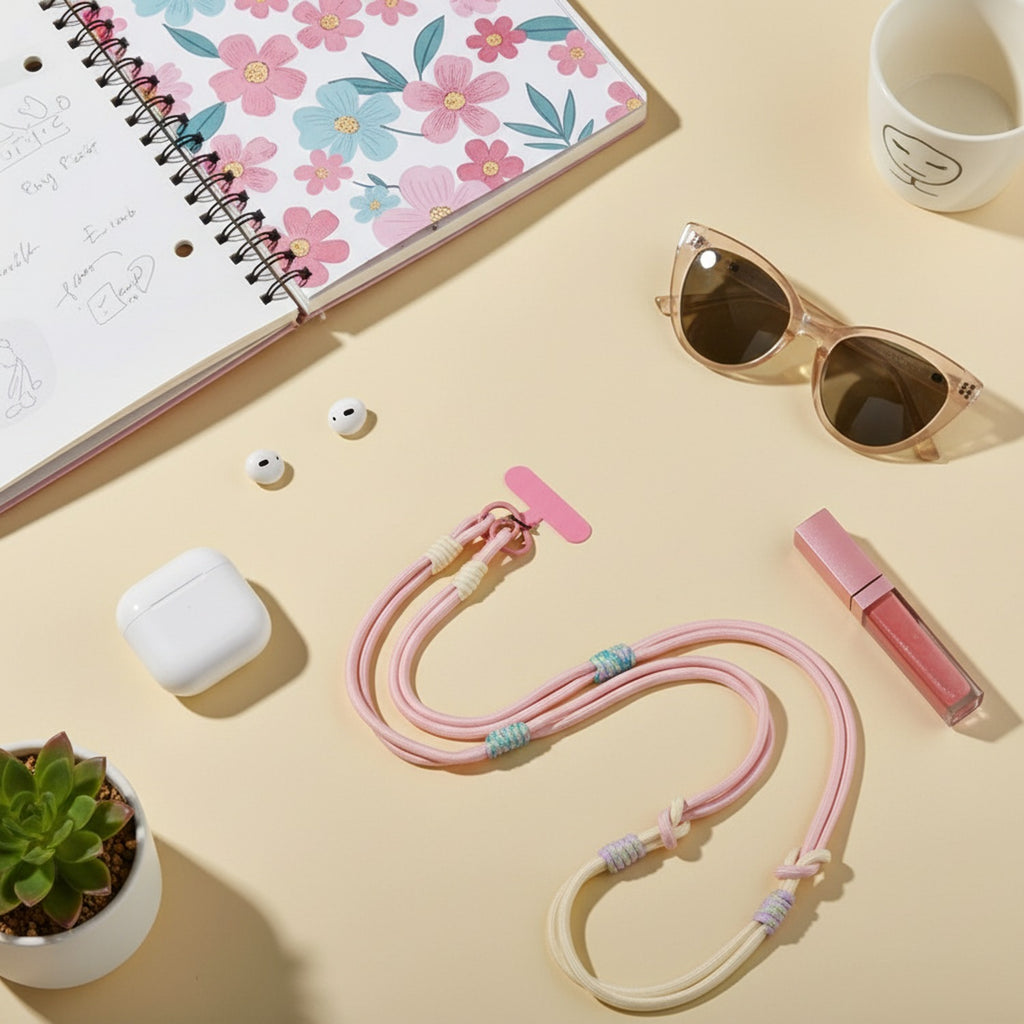 Pastel Rope Phone Strap With Beaded Detailing