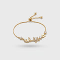 Gold Moon Star Rhinestone Adjustable Bracelet