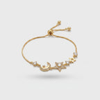 Gold Moon Star Rhinestone Adjustable Bracelet