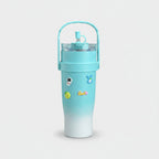 Turquoise Gradient Tumbler With Cute Charms