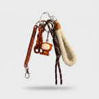 Bear Coil Cord Keychain Fob - Brown