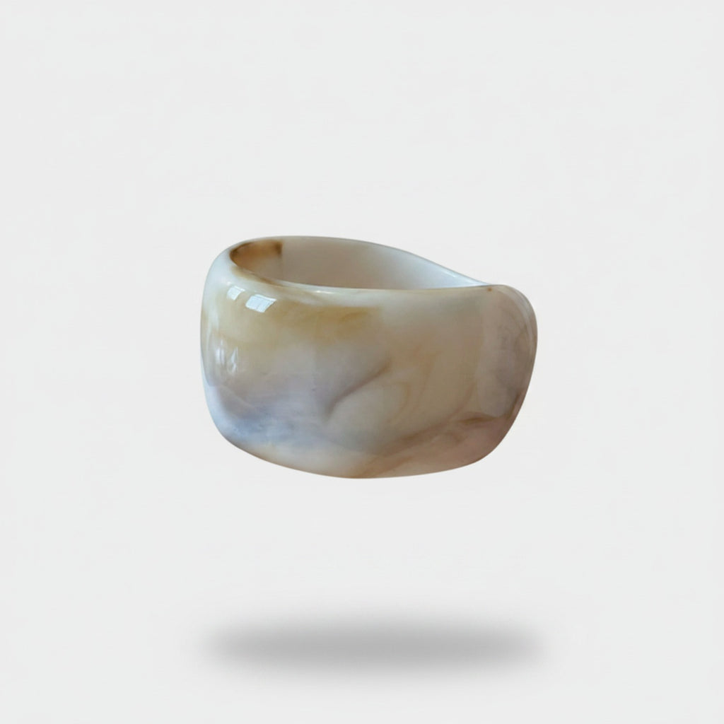 Marble Stone Chunky Wide Band Ring