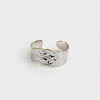 Silver Feather Cuff Bracelet With Gold Trim