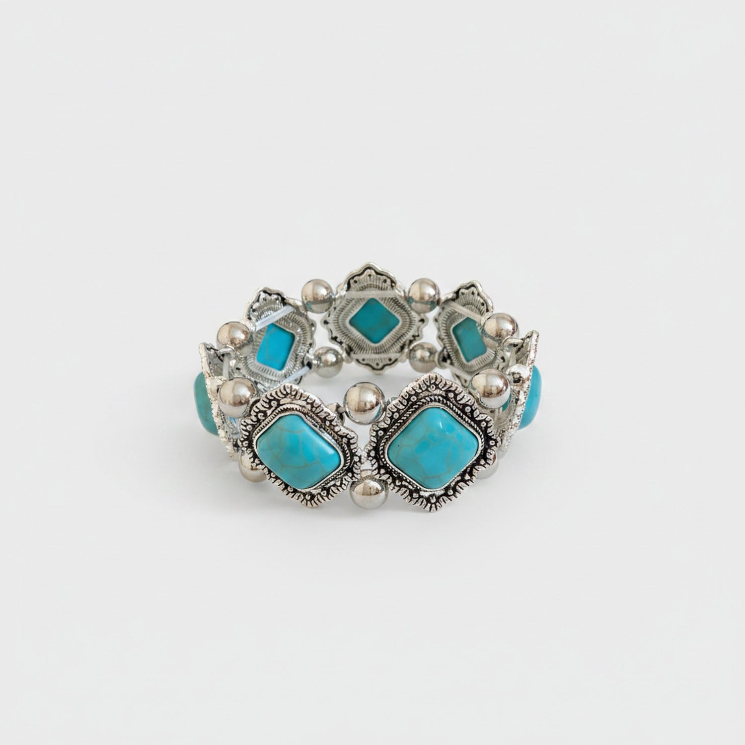 Turquoise Stone Beaded Statement Bracelet
