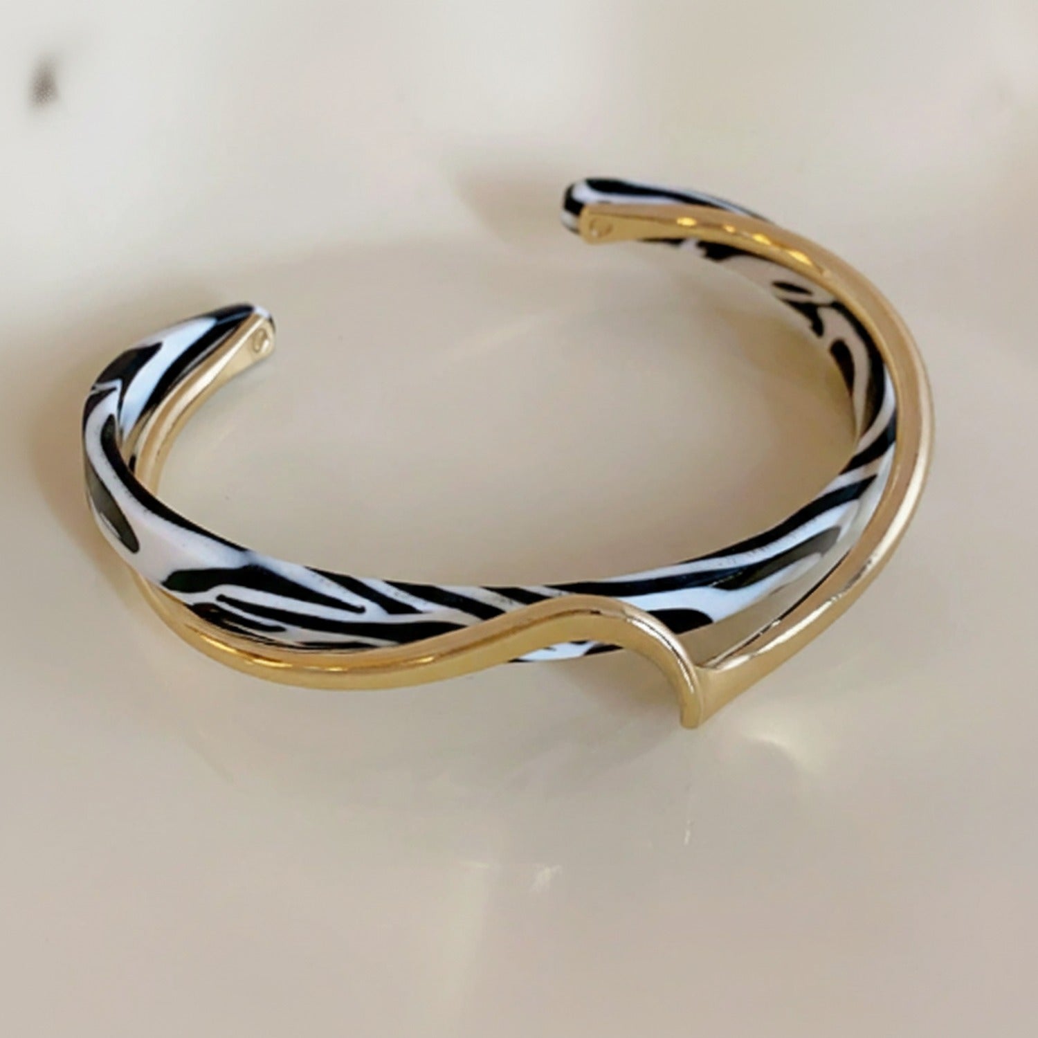 Zebra Stripe Gold Cuff Bracelet