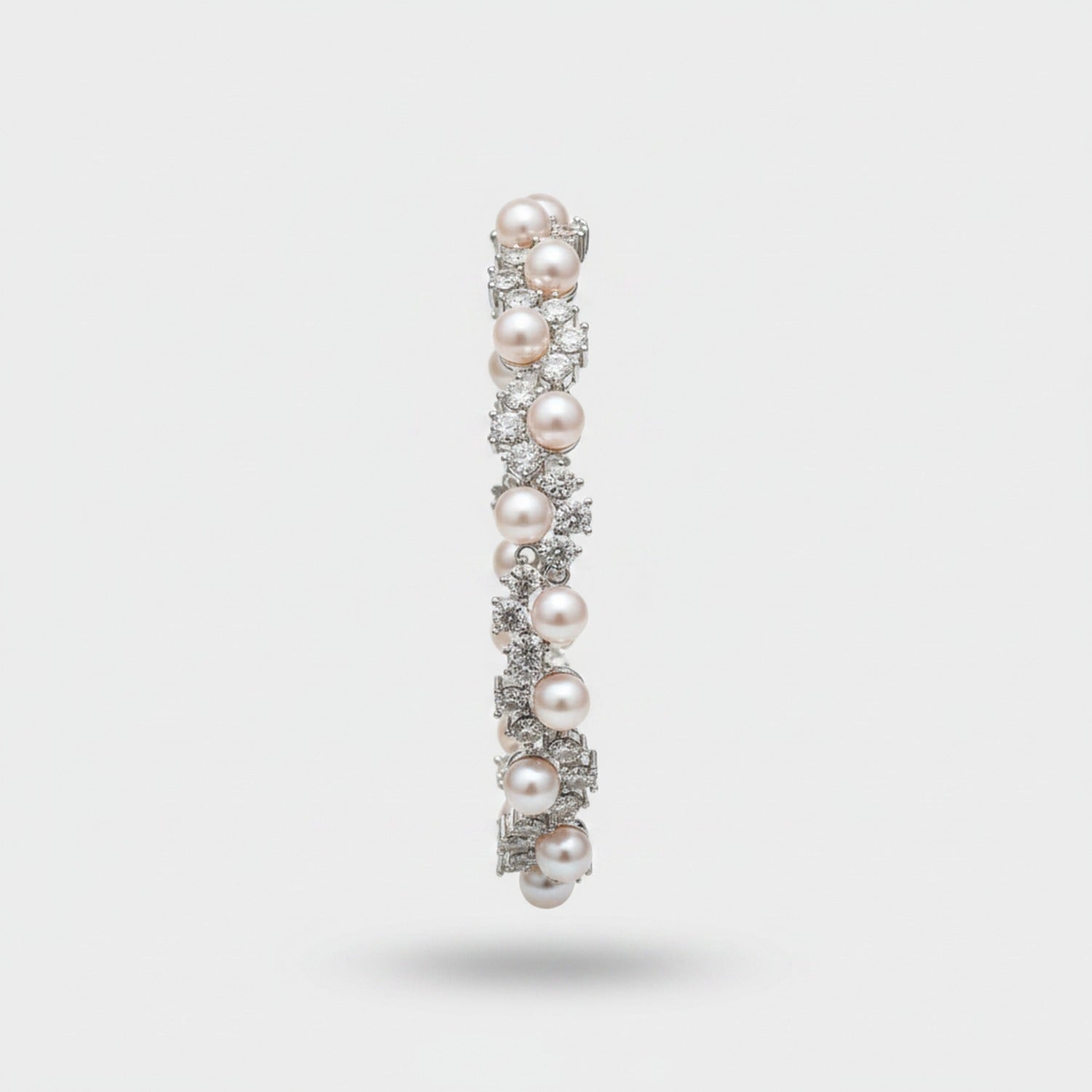Pearl and Rhinestone Tennis Bracelet Silver