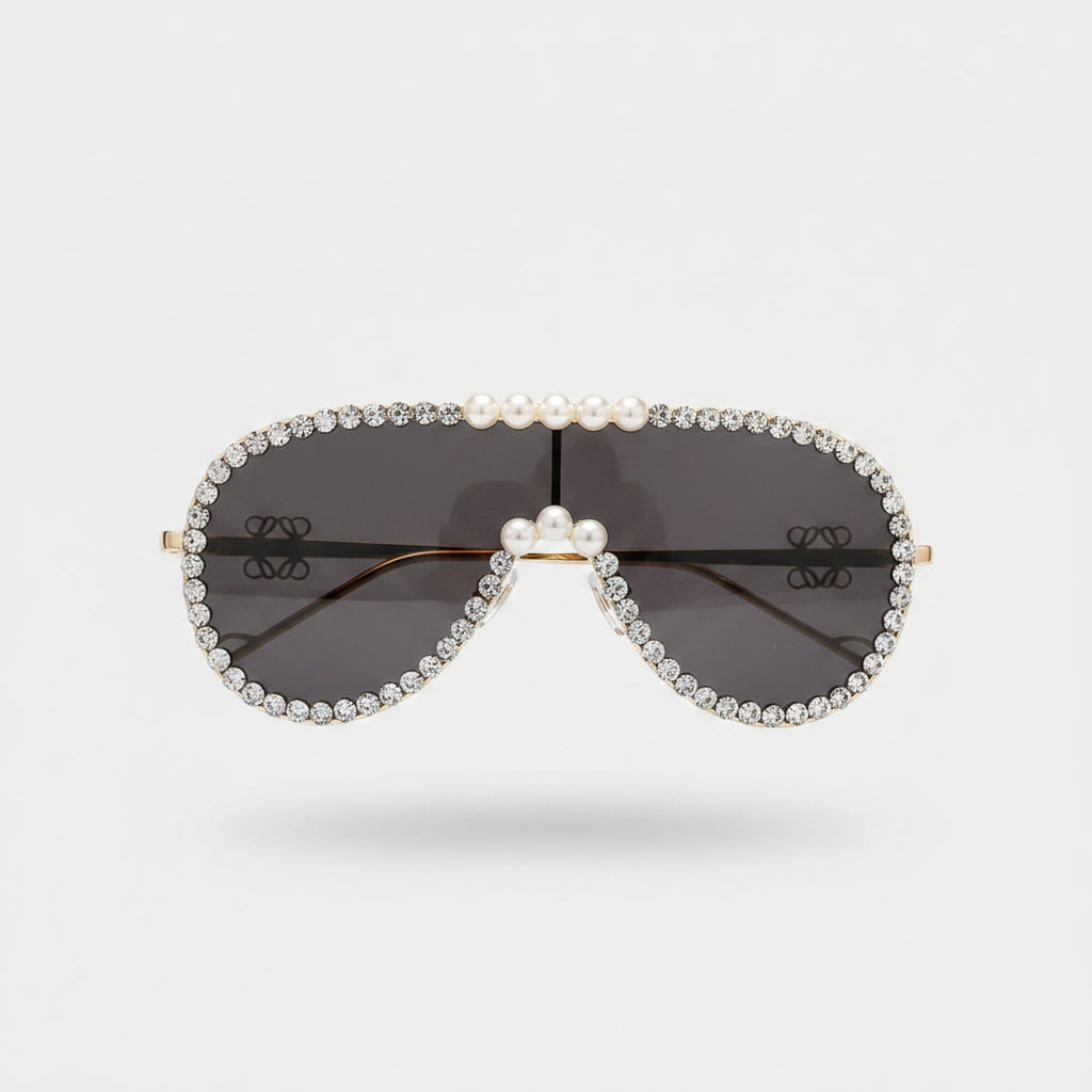 Rhinestone Pearl Aviator Sunglasses