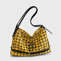 Yellow Plaid Shoulder Bag With Heart Charm