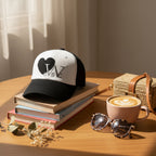 Black and White Heart Baseball Cap