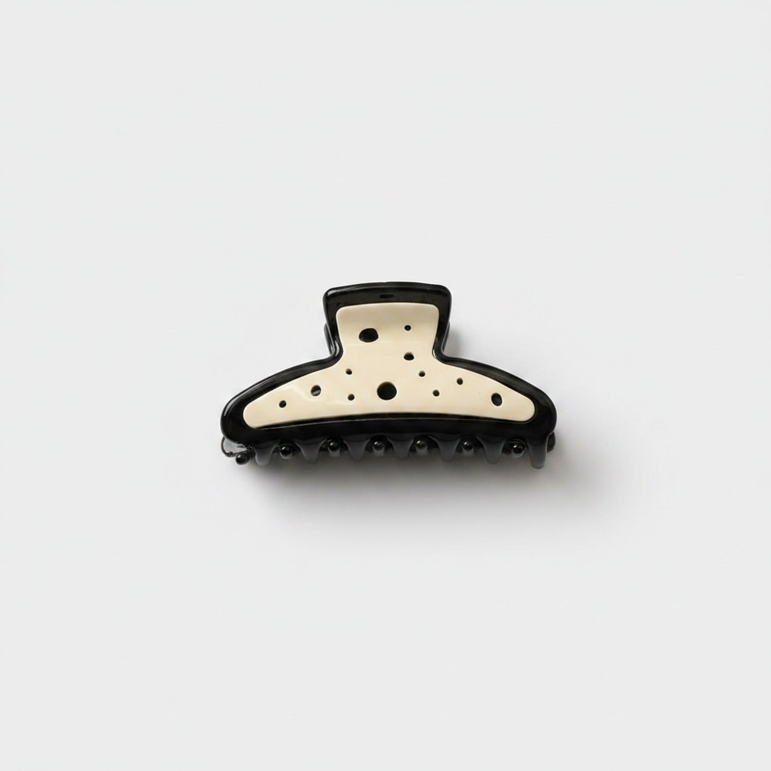Cream Polka Dot Black Claw Hair Clip