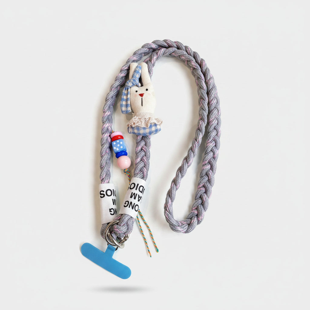 Lavender Rope Bunny Charm Phone Strap
