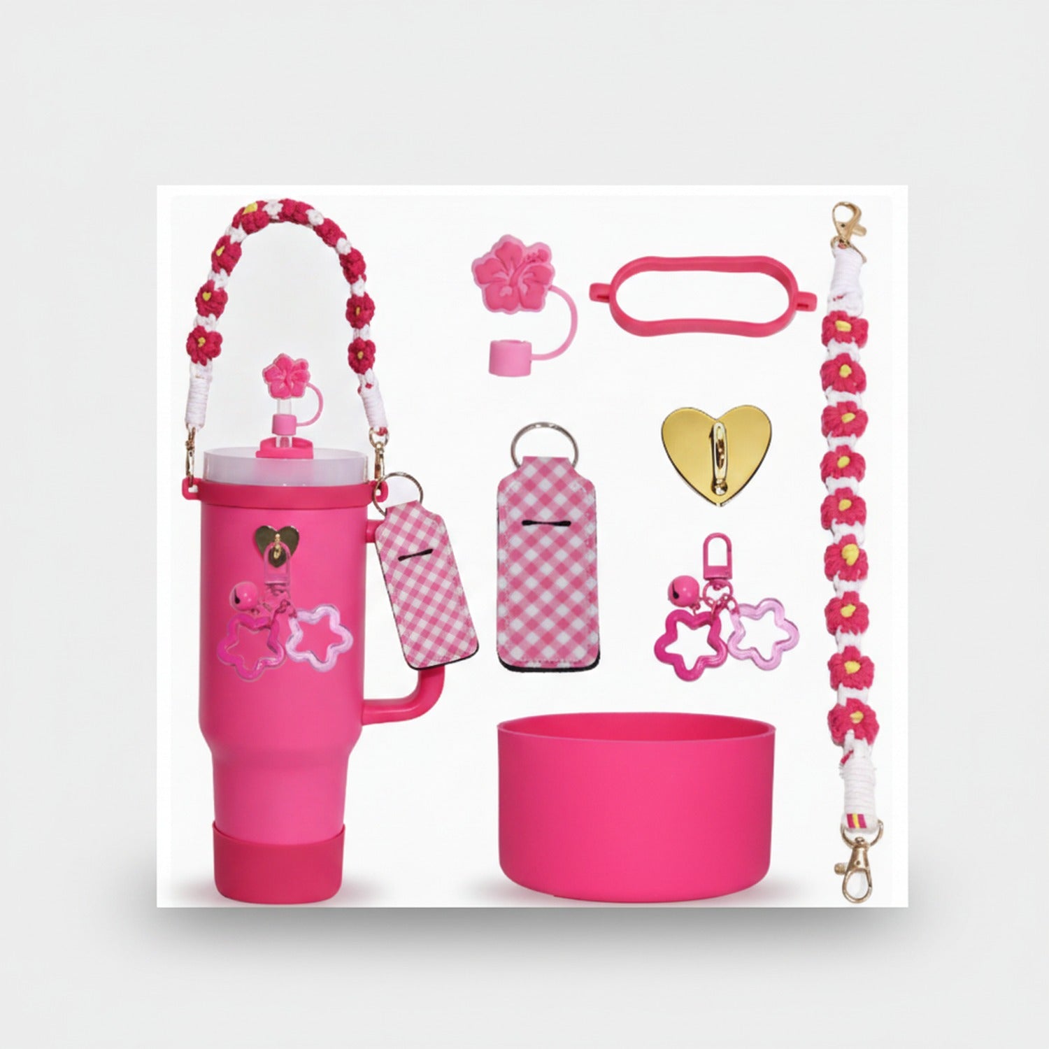 Daisy Flower Beaded Cup Charm Accessories Set