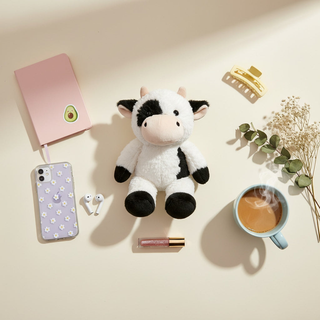 Adorable Black And White Cow Plush Toy