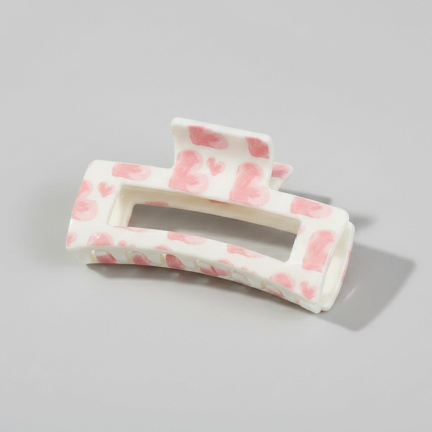 Pink Heart Patterned Hair Claw Clip