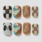 Mixed Pattern Nail Art Set - Checkerboard & Floral Mix