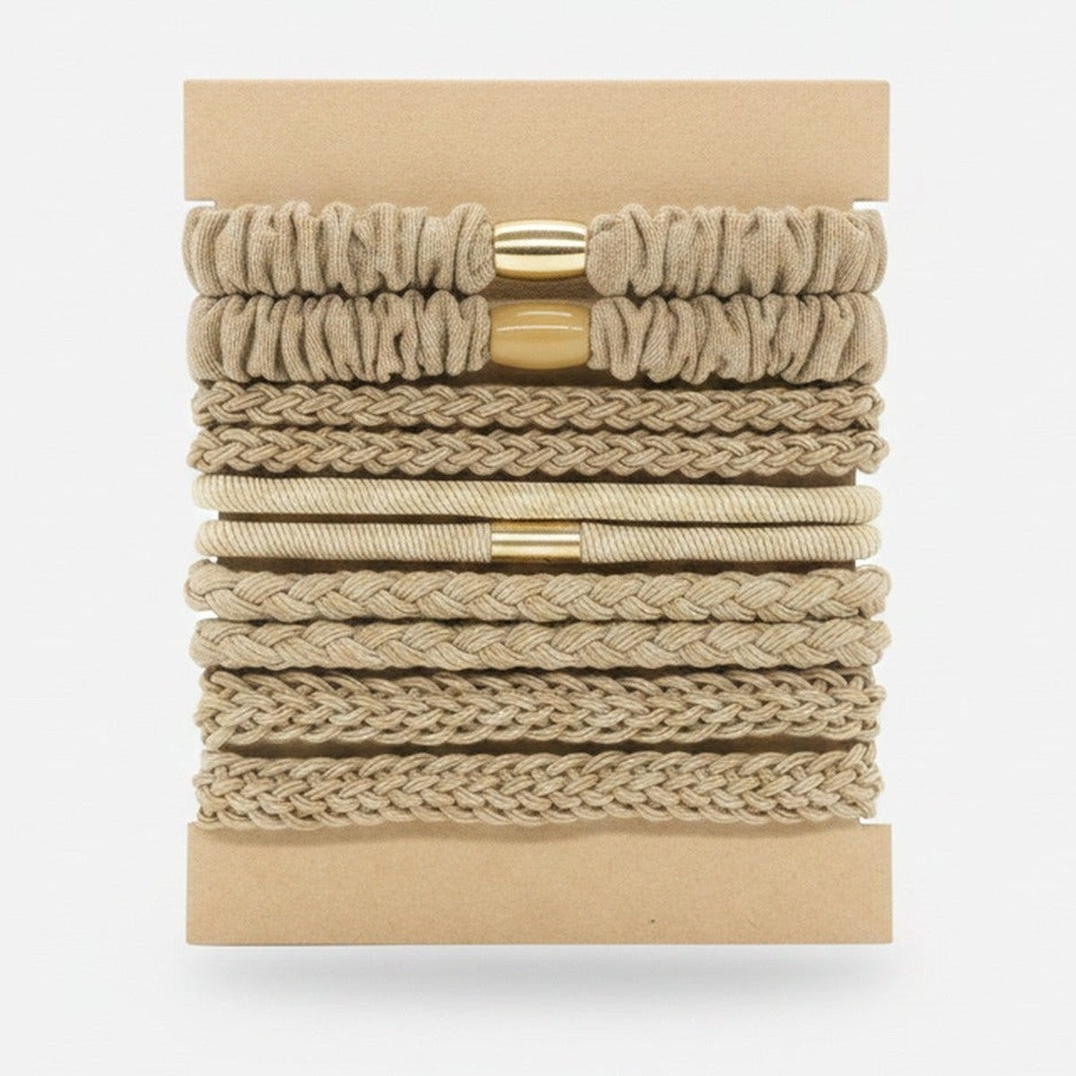 Textured Fabric Hair Ties Neutral Tone Set – hair accessories (view 1)