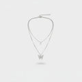 Silver Butterfly Layered Chain Necklace
