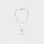 Silver Butterfly Layered Chain Necklace