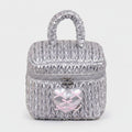 Silver Puffed Cosmetic Bag With Pink Heart Charm – bags & wallets (view 1)