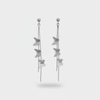 Silver Butterfly Chain Drop Earrings