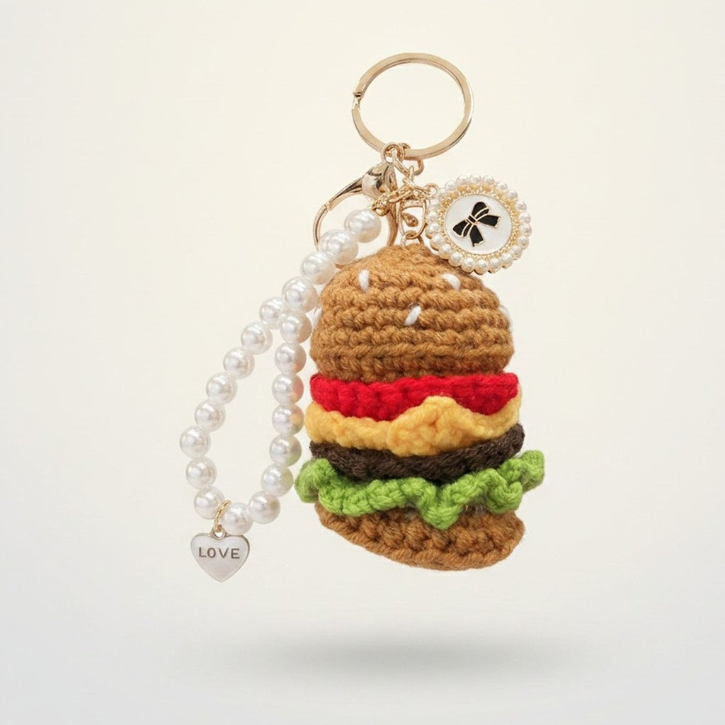 Cute Crochet Pearl Charm Keychain – novelty & toys (view 1)