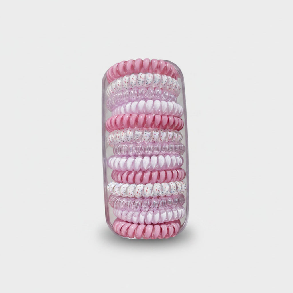 Spiral Hair Coil Set in Pink Tones Light Purple Mix