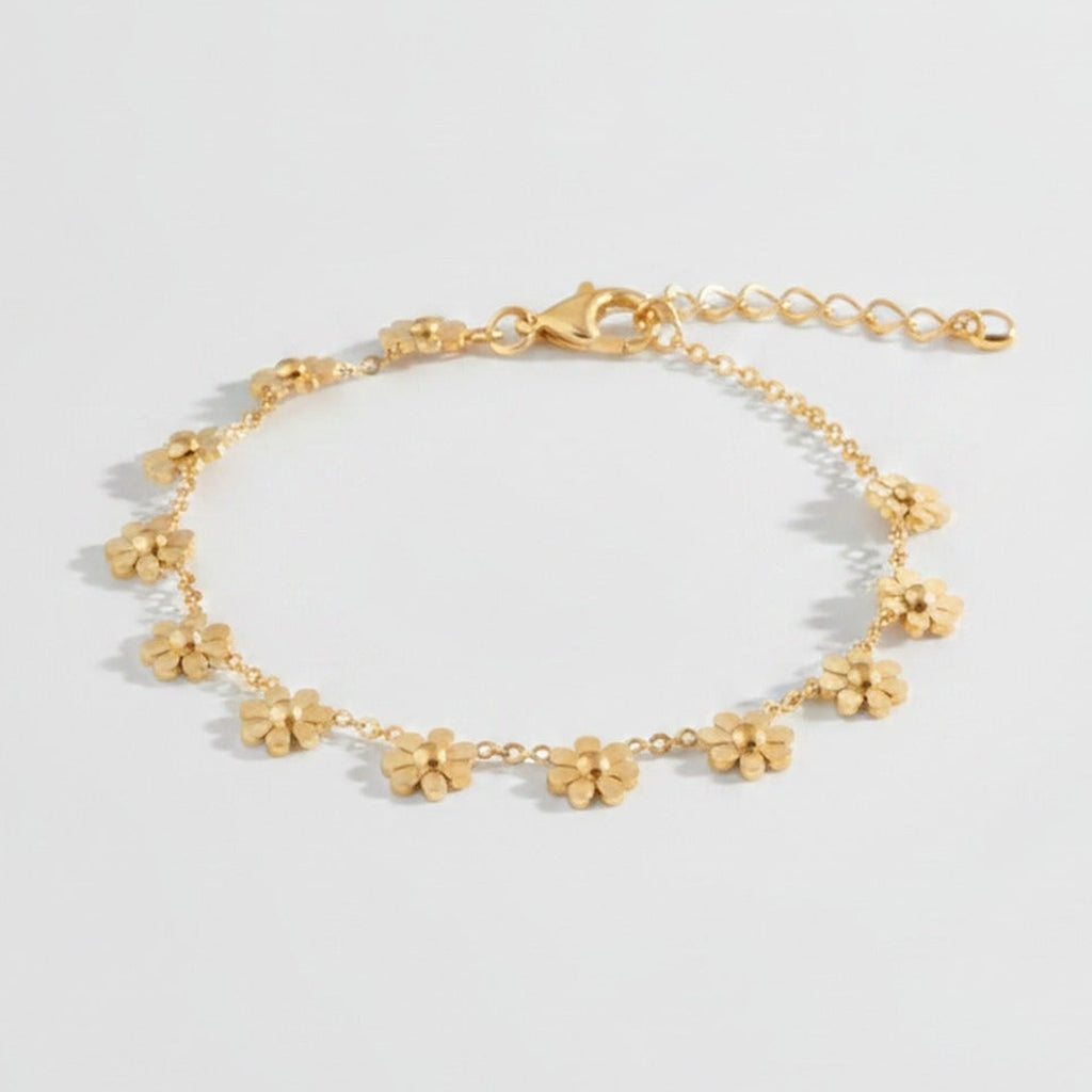 Gold Flower Charm Chain Bracelet – jewelry (view 1)