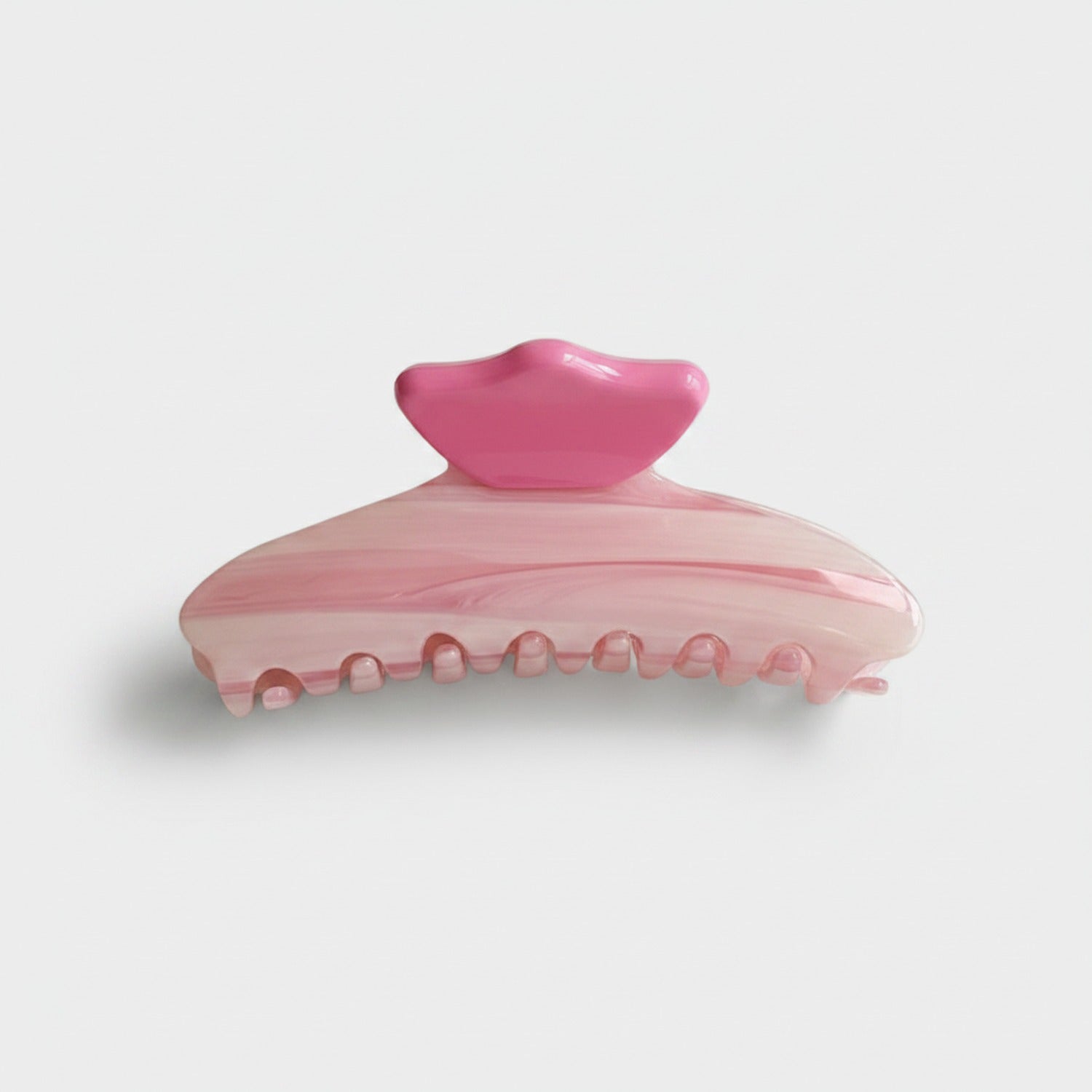 Pink Striped Claw Hair Clip With Beaded Details