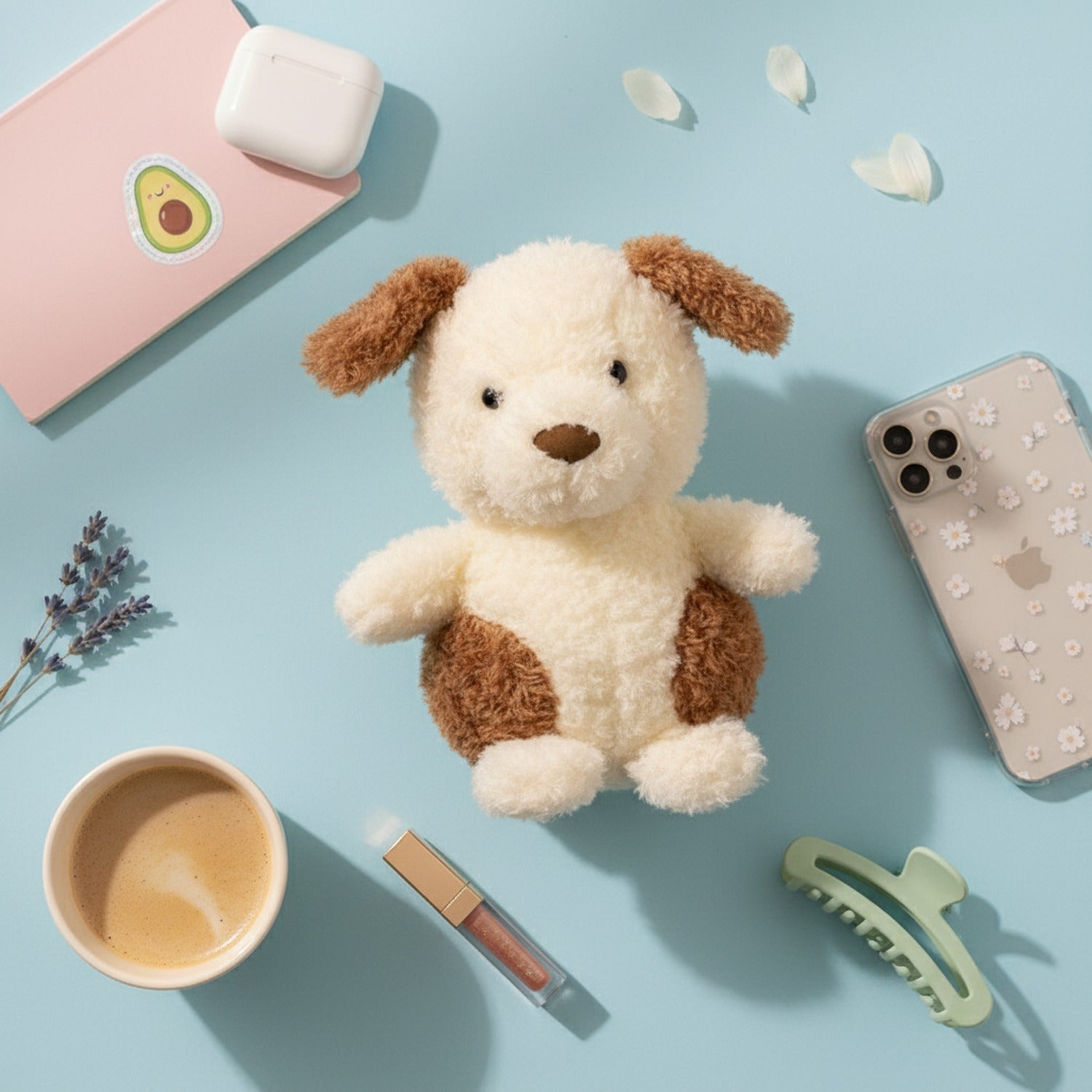 Cream And Brown Floppy Ear Plush Puppy Toy