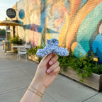 Blue Ruched Fabric Hair Claw Clip
