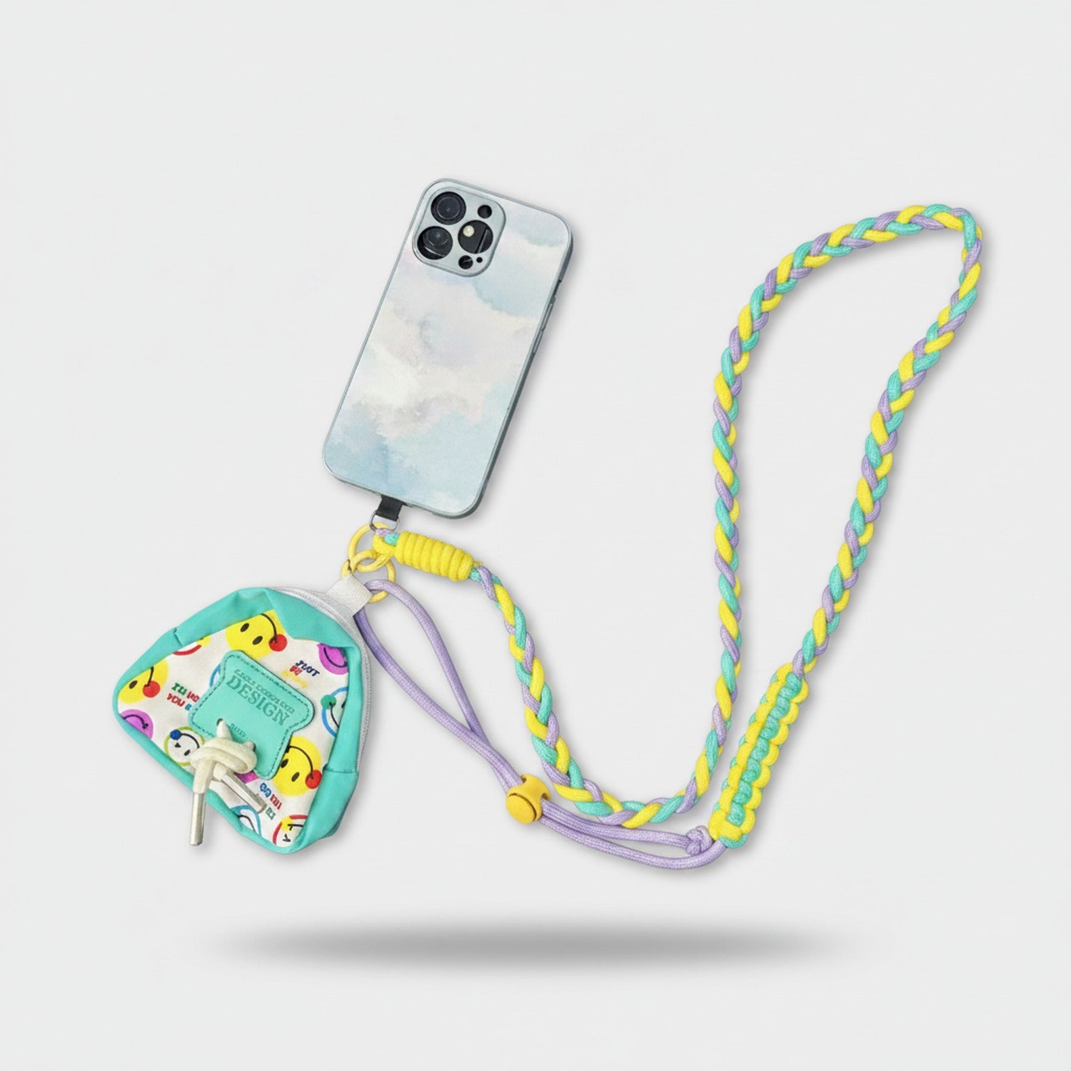 Purple & Yellow Braided Rope Phone Charm Strap