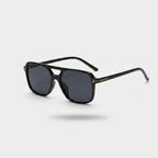 Black Square Aviator Sunglasses With Gold Accent
