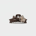 Brown Leather Hair Claw With Beaded Bear Charm
