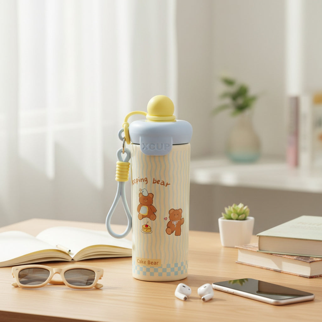 Pastel Bear Insulated Tumbler With Strap