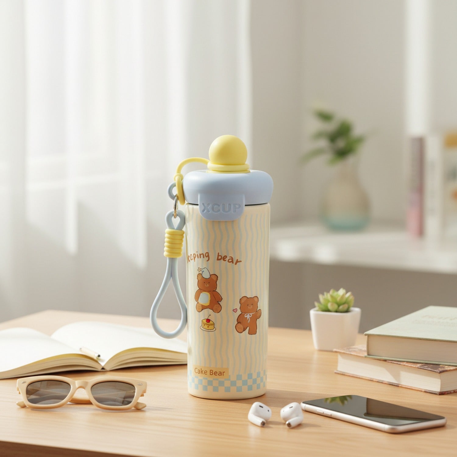 Pastel Bear Insulated Tumbler With Strap