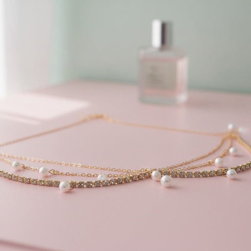 Pearl & Crystal Hair Claw Set - Gold