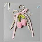 Knit Tulip Pearl Bow Keyring Charm - Style 1 – novelty & toys (view 1)