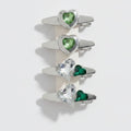Gemstone Heart Claw Hair Clip Set - Green Heart – hair accessories (view 1)