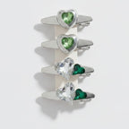 Gemstone Heart Claw Hair Clip Set - Green Heart – hair accessories (view 1)
