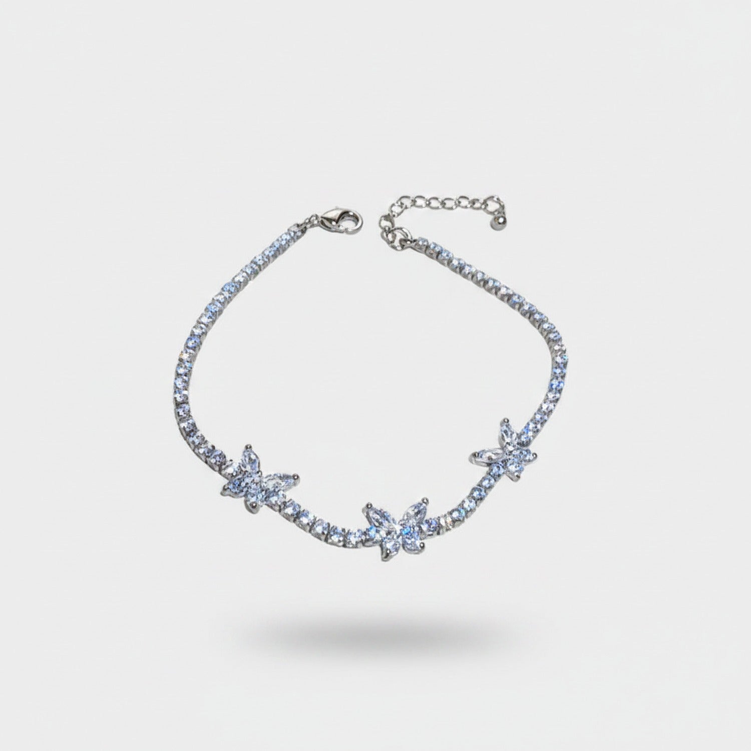 Silver Butterfly Rhinestone Tennis Bracelet