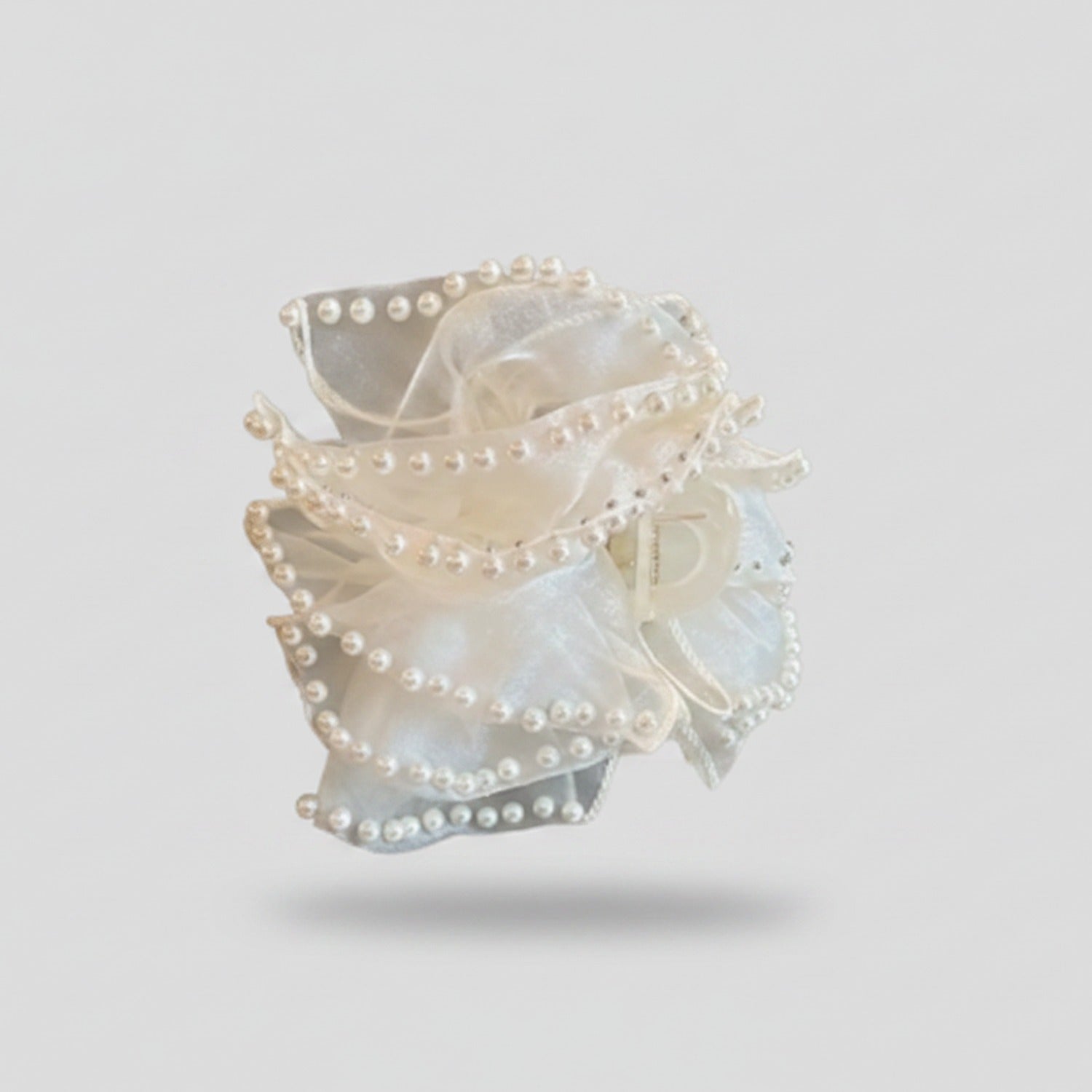 Pearl Beaded Cream Hair Claw Clip