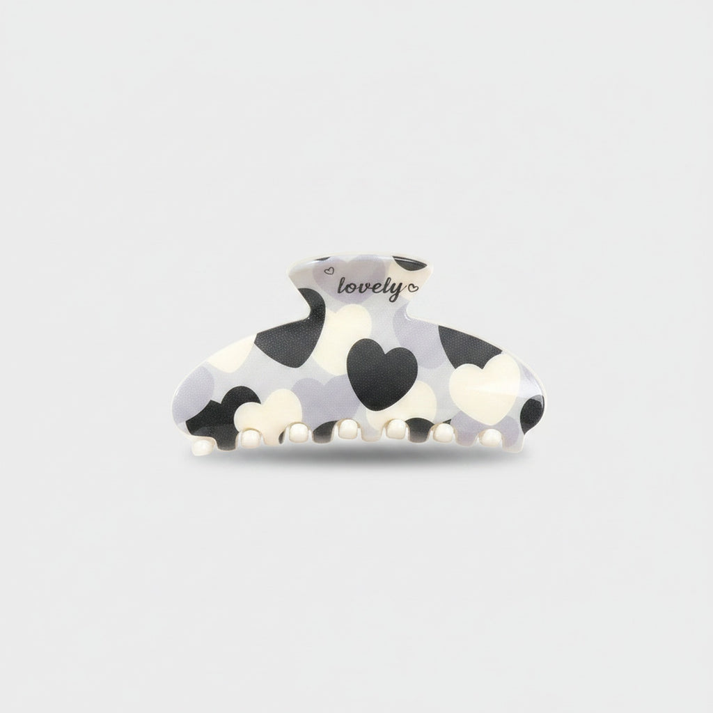 Cow Print Pearl Beaded Hair Claw Clip