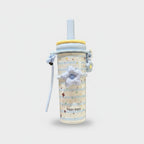 Cream Star Print Tumbler With Checkered Flower Charm