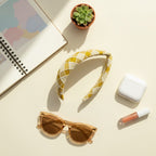 Quilted Gingham Padded Headband Pink Cream