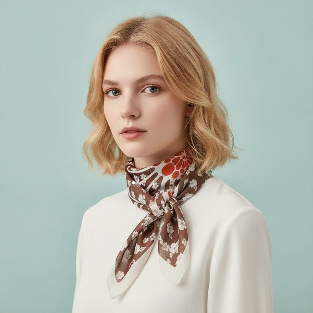 Floral Leaf Lightweight Scarf - Mauve Floral