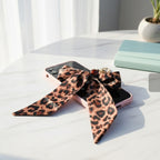 Leopard Print Acrylic Keyring With Bow Charm