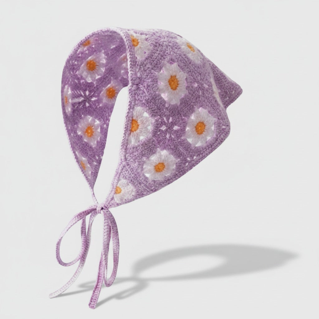 Embroidered Floral Mini Bonnet Headwrap - Type R