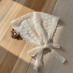 Embroidered Floral Mini Bonnet Headwrap - White Lace Floral