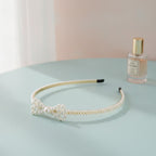 Double Pearl Bow Headband - Pearl Ivory