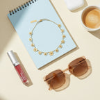 Gold Flower Charm Chain Bracelet